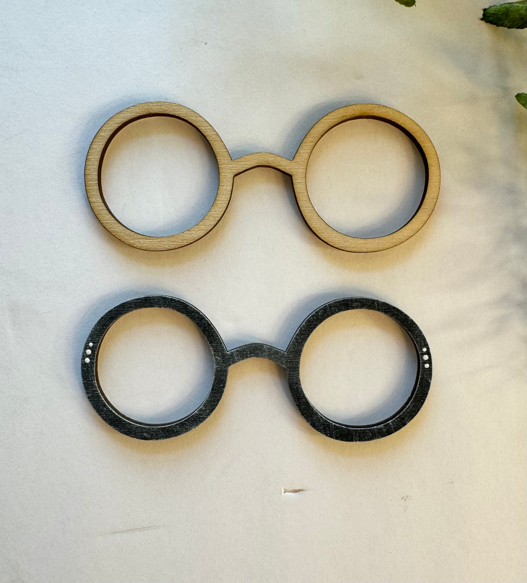 Round Wood GLASSES for Stenciled Bunny—One pair of Glasses