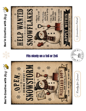 Load image into Gallery viewer, Blizzard Bob Newspaper Ad's Canvas Printable SET OF TWO 2x6 SIZE