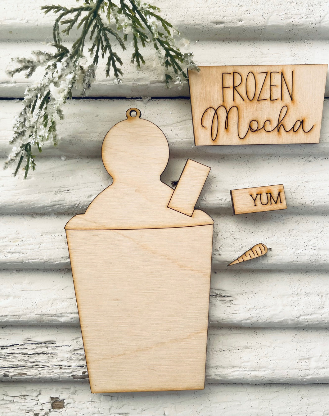 Frozen Mocha Snowman Coffee Cup Unfinished Wood Blank