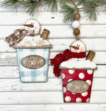 Load image into Gallery viewer, Frozen Mocha Coffee Hot Cocoa Cake Snowman Cups SVG Laser Cut File