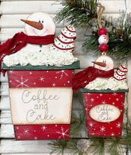 Load image into Gallery viewer, Frozen Mocha Coffee Hot Cocoa Cake Snowman Cups SVG Laser Cut File