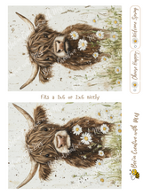Load image into Gallery viewer, Highland Cows and dasies Canvas Project Fits 1x6 or 2x6