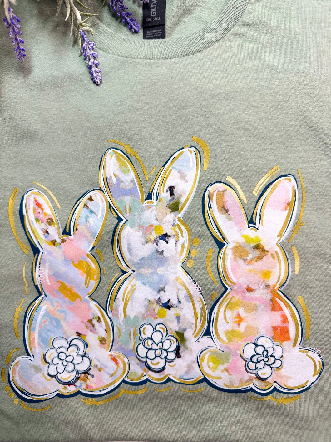 Pastel Watercolor Bunnies- SAGE- X-LARGE