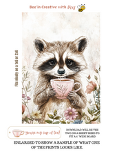 Load image into Gallery viewer, Valentine Raccoon Cup of Tea Canvas Project 1x6