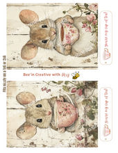 Load image into Gallery viewer, Valentine Mouse Cup of Tea Chippy Wood Look Background 1x6
