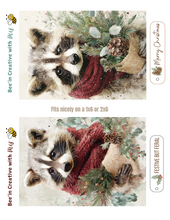 Load image into Gallery viewer, Christmas Winter Raccoon Canvas Printable 2x6