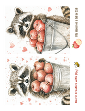 Load image into Gallery viewer, Valentine Raccoon with Apples Canvas Project 1x6 I'd Pick You