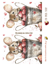 Load image into Gallery viewer, Valentine Mouse with Apples Canvas Project 1x6 I'd Pick You
