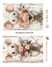 Load image into Gallery viewer, Valentine Mouse with Flowers Canvas Project 1x6 I'd Pick You