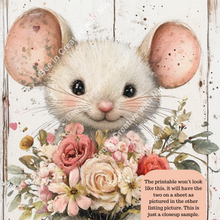 Load image into Gallery viewer, Valentine Mouse with Flowers Canvas Project 1x6 I'd Pick You