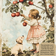 Load image into Gallery viewer, Apple Picking Girl 2x4 Canvas Project Sheet