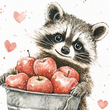 Load image into Gallery viewer, Valentine Raccoon with Apples Canvas Project 1x6 I'd Pick You