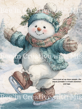 Load image into Gallery viewer, Ice Skating Snowmen Canvas Printable 2x6