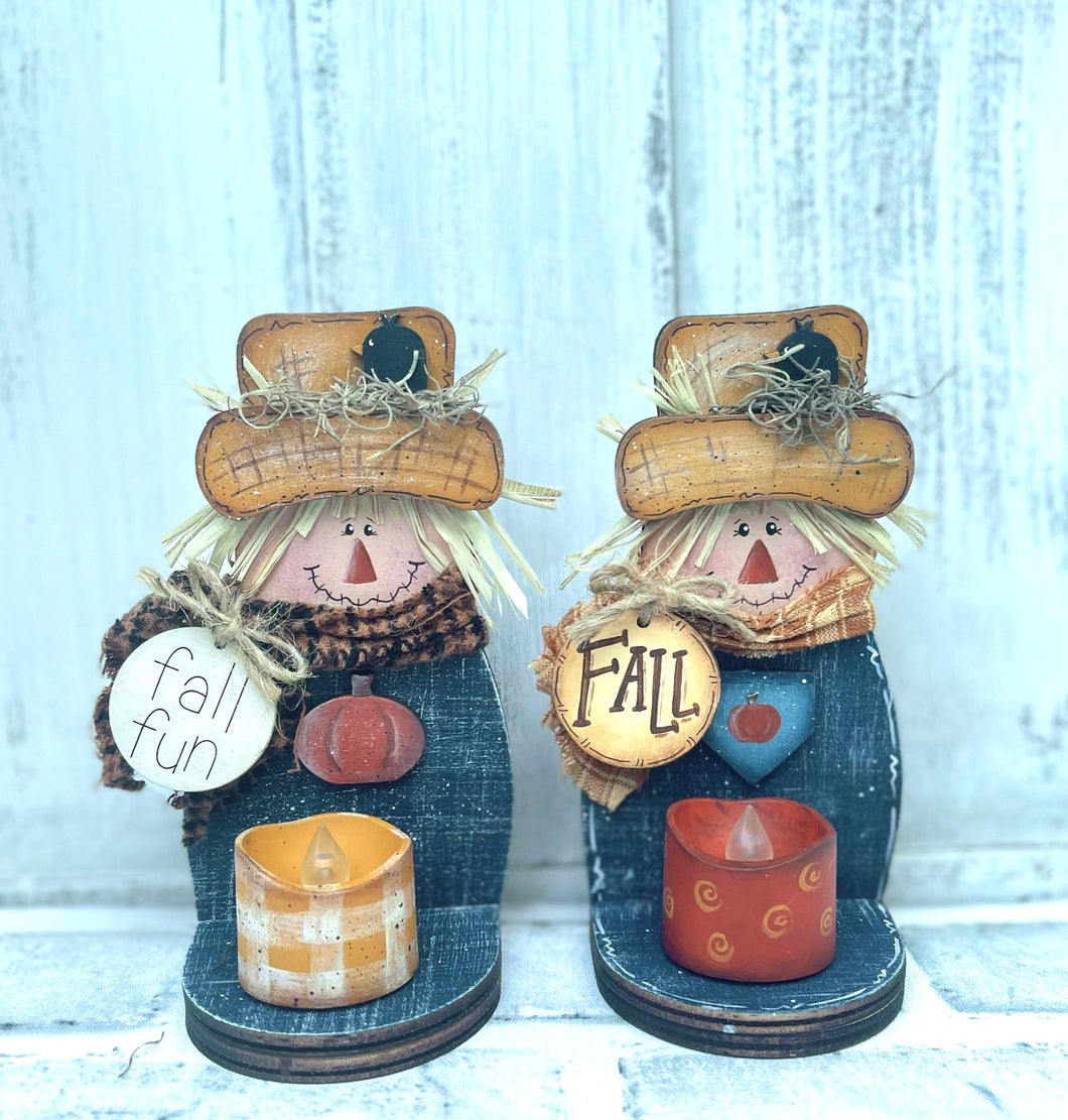 Scarecrow and Turkey Tea LIghts SCROLL OR Band SAW Pattern