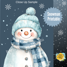 Load image into Gallery viewer, Snowmen in blue Printable Canvas 2x6