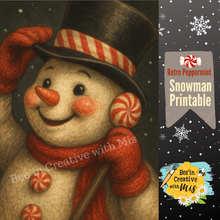 Load image into Gallery viewer, Retro Vintage #1 Peppermint Snowmen Printables 1x6 or 2x6