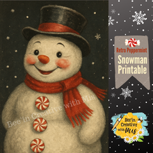 Load image into Gallery viewer, Retro Vintage #2 Peppermint Snowmen Printables 1x6 or 2x6