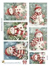 Load image into Gallery viewer, Peppermint Candy Snowmen Printables 1x4 or 2x4