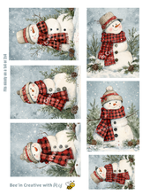 Load image into Gallery viewer, Red Buffalo Check Snowmen Printables 1x4 or 2x4