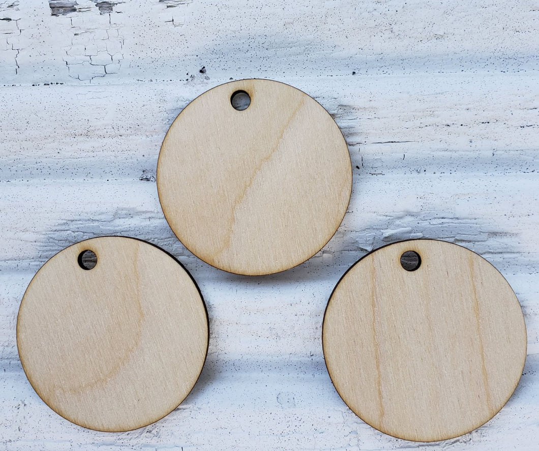 1 1/2” Wood Circle Tags with Hang Hole