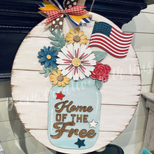 Load image into Gallery viewer, Americana Mason Jar Round Door Hanger 18 inches Unfinished Wood