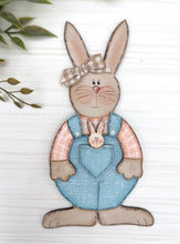 Load image into Gallery viewer, Baby Pocket Bunny Unfinished Wood Easter Basket Tag Easter Ornament 3D sign Tag
