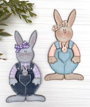 Load image into Gallery viewer, Baby Pocket Bunny Unfinished Wood Easter Basket Tag Easter Ornament 3D sign Tag
