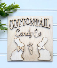 Load image into Gallery viewer, Cottontail Candy Co Tiered Tray Sign Unfinished Wood
