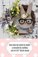 Load image into Gallery viewer, Hazel the Chunky Bunny with Glasses SVG Laser File Door hanger Wreath Attachment