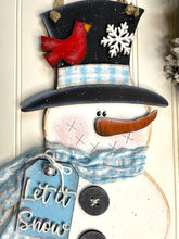 Load image into Gallery viewer, 18” Winter Snowman with Cardinals Door Hanger