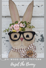 Load image into Gallery viewer, Hazel the Chunky Bunny with Glasses SVG Laser File Door hanger Wreath Attachment