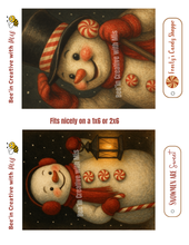 Load image into Gallery viewer, Retro Vintage #1 Peppermint Snowmen Printables 1x6 or 2x6
