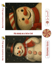 Load image into Gallery viewer, Retro Vintage #2 Peppermint Snowmen Printables 1x6 or 2x6
