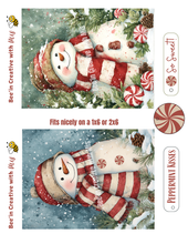 Load image into Gallery viewer, Peppermint Candy Snowmen Printables 1x6 or 2x6
