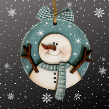 Load image into Gallery viewer, Snowman Round Ornament with Stick Arms SSW
