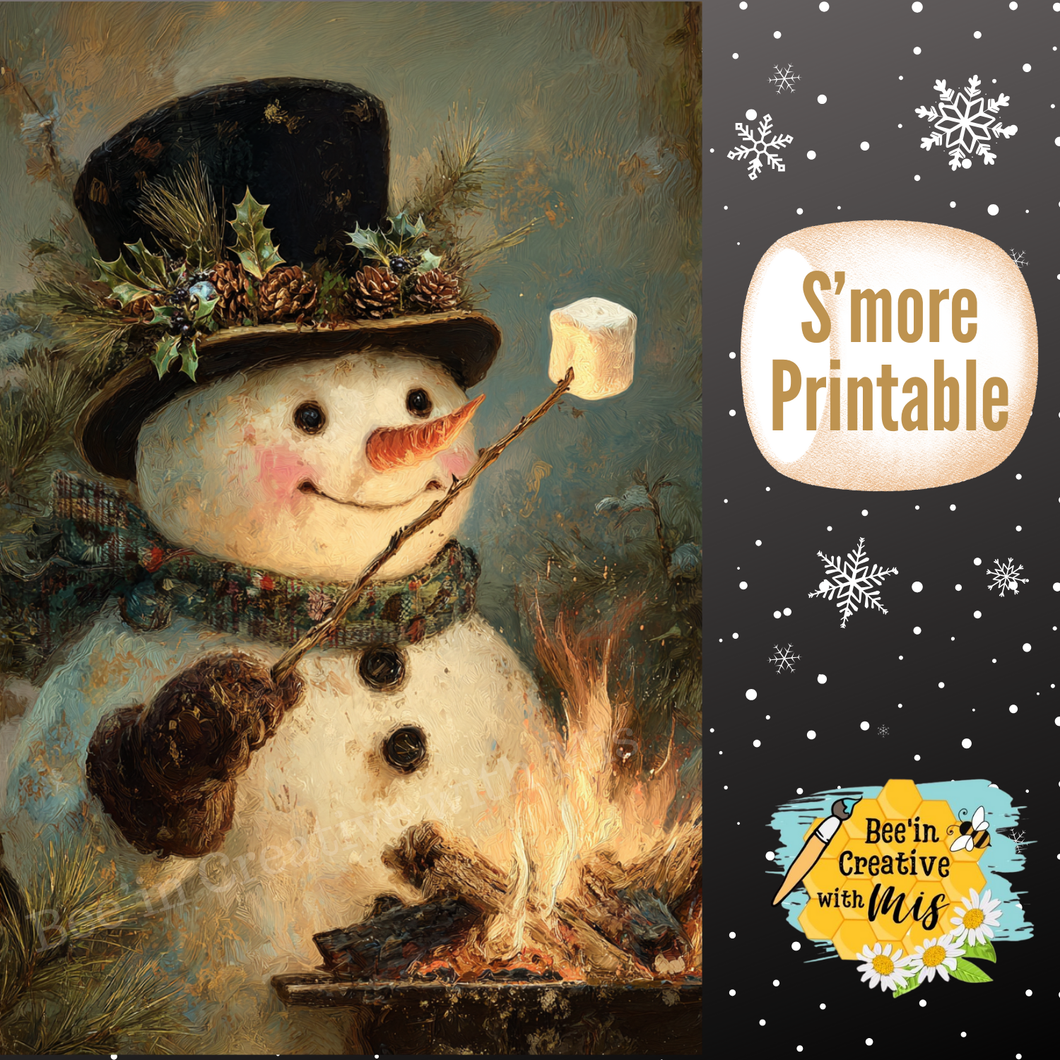 Smore Snowman Canvas Printable 2x6