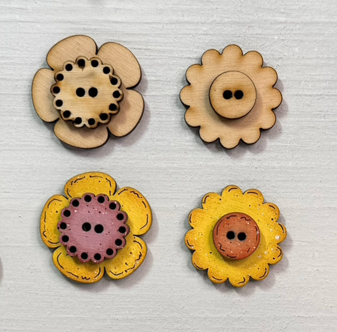 Flower Buttons Set of 2