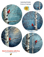 Load image into Gallery viewer, Winter Cardinals 4&quot; Circle Ornament Canvas Project
