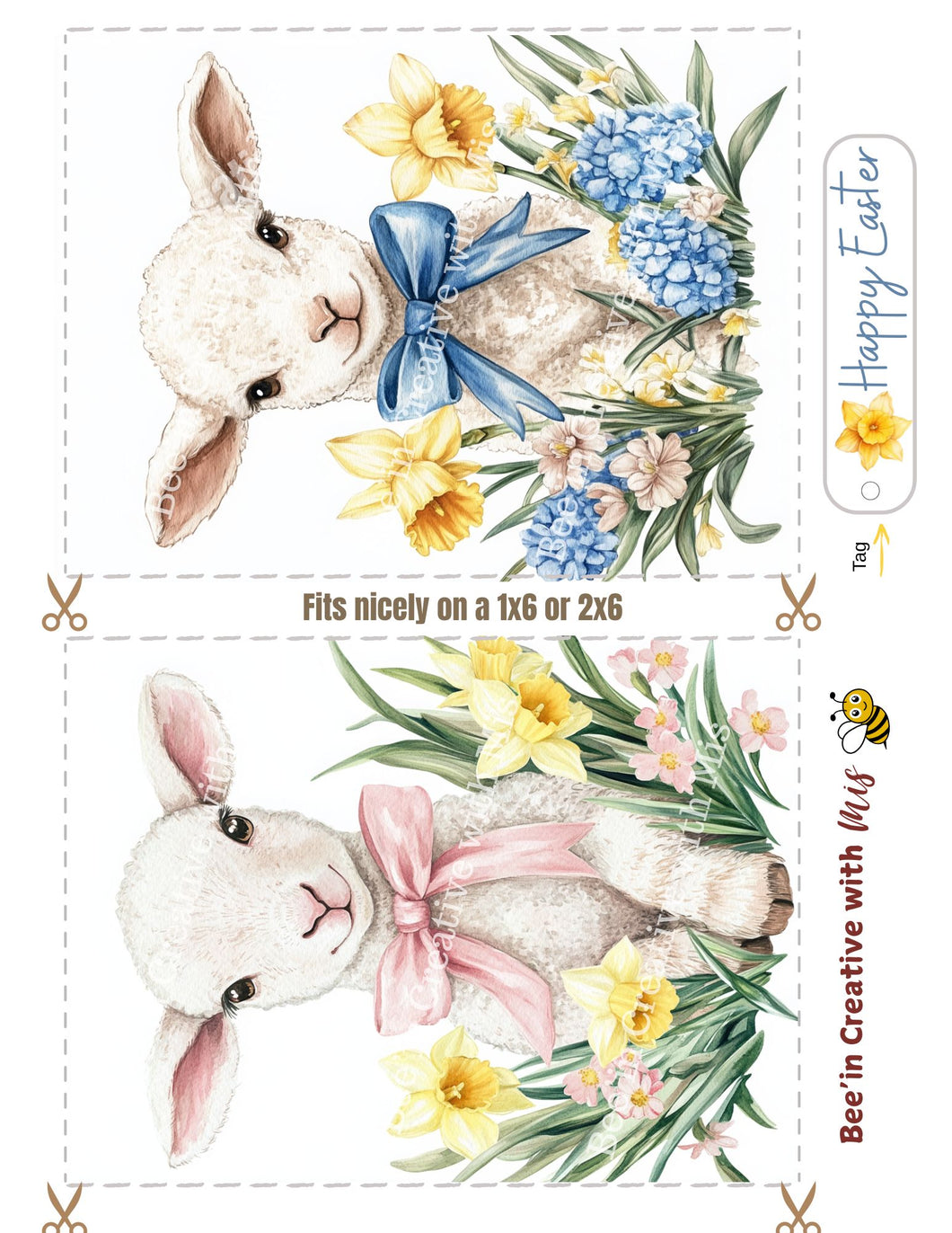 Easter Lambs 2x6 or 1x6 Canvas Project