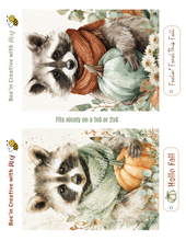 Load image into Gallery viewer, Raccoon and Pumpkin Canvas Printable 2x6
