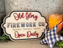 Load image into Gallery viewer, Americana Old Glory Fireworks sign Unfinished Wood
