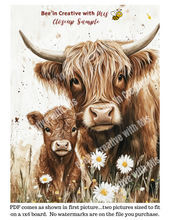 Load image into Gallery viewer, Highland Cows with daisies Canvas Project 1x6
