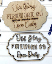 Load image into Gallery viewer, Americana Old Glory Fireworks sign Unfinished Wood
