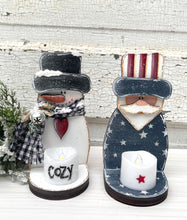 Load image into Gallery viewer, Tea Light Snowmen SET OF TWO UNFINISHED WOOD BLANKS
