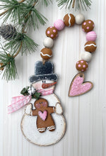 Load image into Gallery viewer, Snowman with Gingerbread Ornament Unfinished Wood Blank
