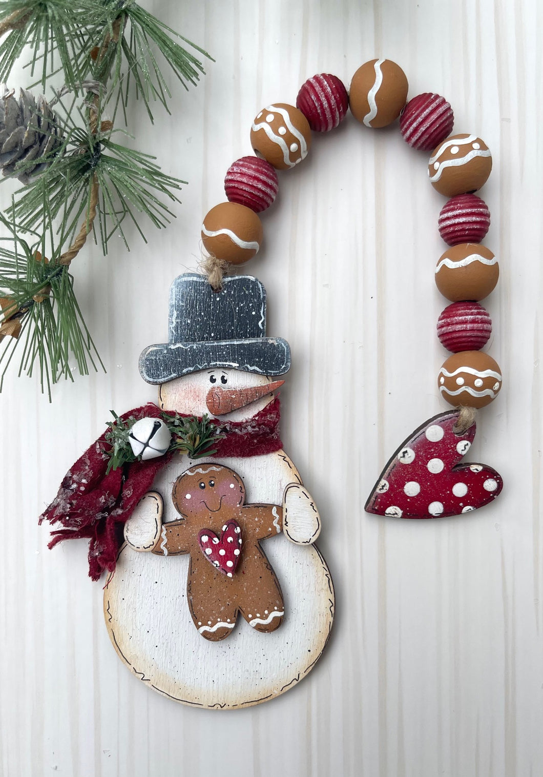 Snowman with Gingerbread Ornament Unfinished Wood Blank
