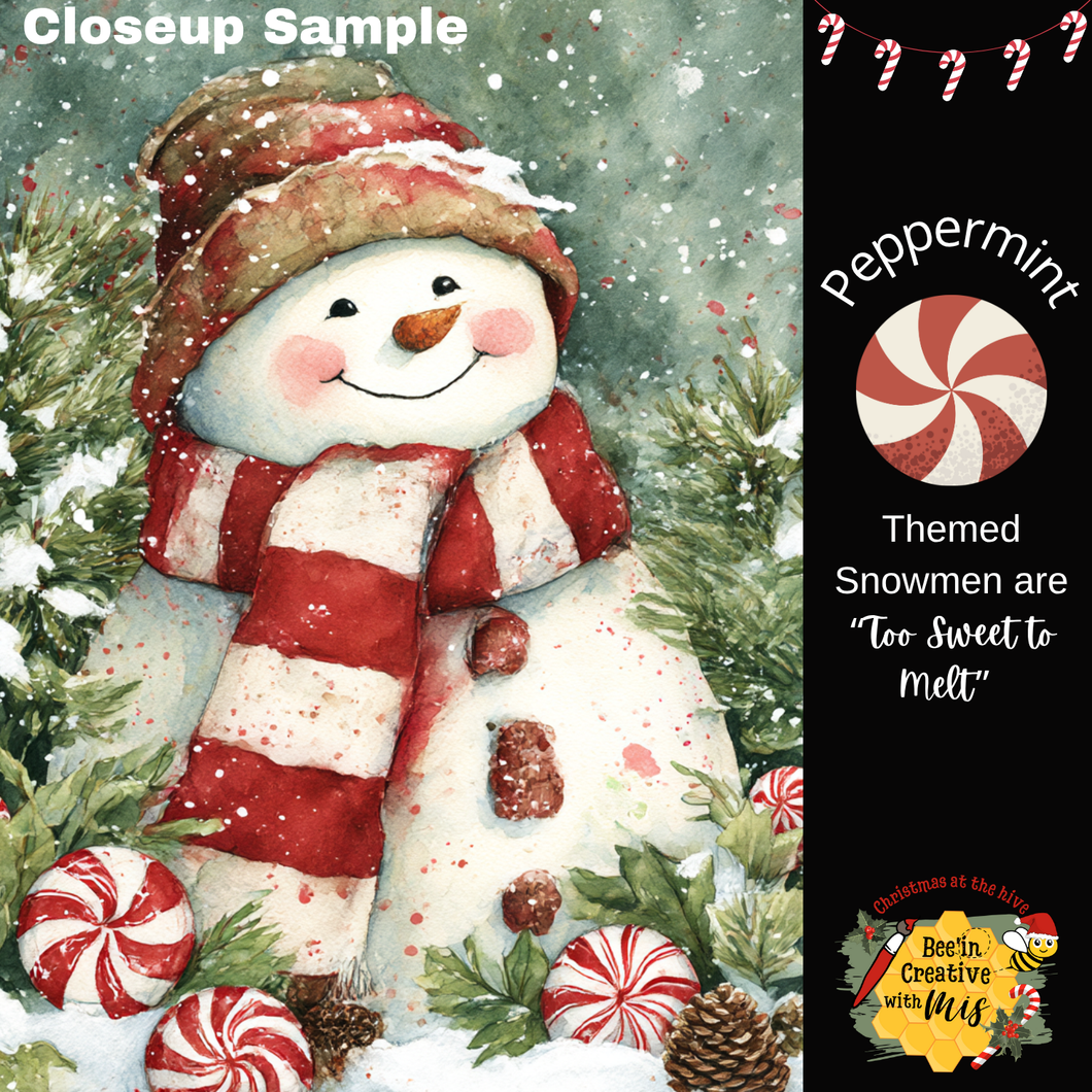 Peppermint Candy Snowmen Printables 1x6 or 2x6