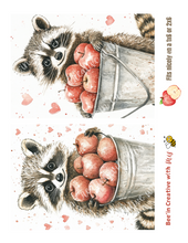 Load image into Gallery viewer, Valentine Raccoon with Apples Canvas Project 1x6 I&#39;d Pick You
