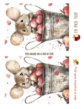 Load image into Gallery viewer, Valentine Mouse with Apples Canvas Project 1x6 I&#39;d Pick You
