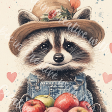 Load image into Gallery viewer, Valentine Raccoons with Hats Apples Canvas Project 1x6 I&#39;d Pick You
